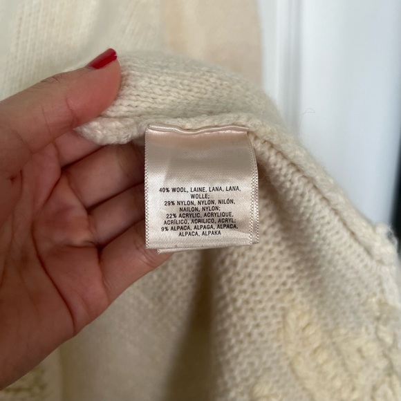 Anthropologie Sleeping on Snow Ivory Mock Neck Wool Embroidered Sweater Size M - Picture 12 of 13